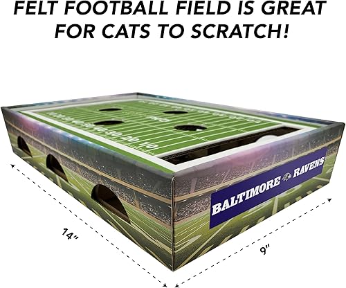 Miniatura 3 de NFL Baltimore Ravens - Rascador para gatos para el estadio de fútbol para encontrar y jugar. Juguete para gatos para el día del juego con 2 bolas de