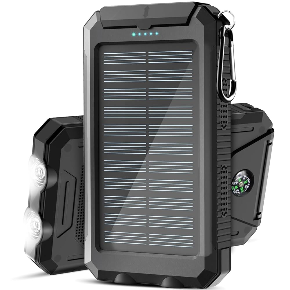 ソーラーバッテリー　solar Power bank Amazon.com: Solar Charger, Power Bank, 42800mAh Portable