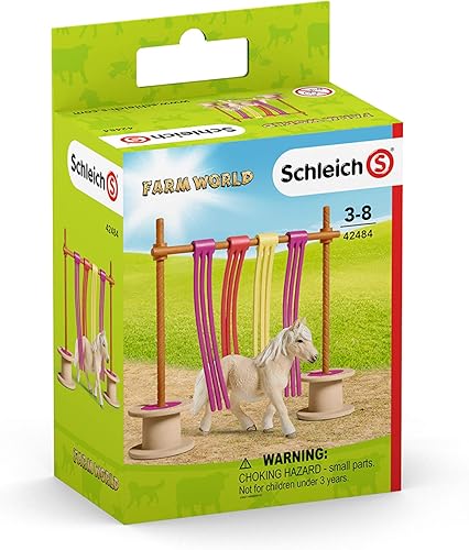 Miniatura 6 de Schleich Farm World, juguete de caballo para niñas y niños, juego de obstáculos de cortina de poni con figura de caballo, juego de 11 piezas, a