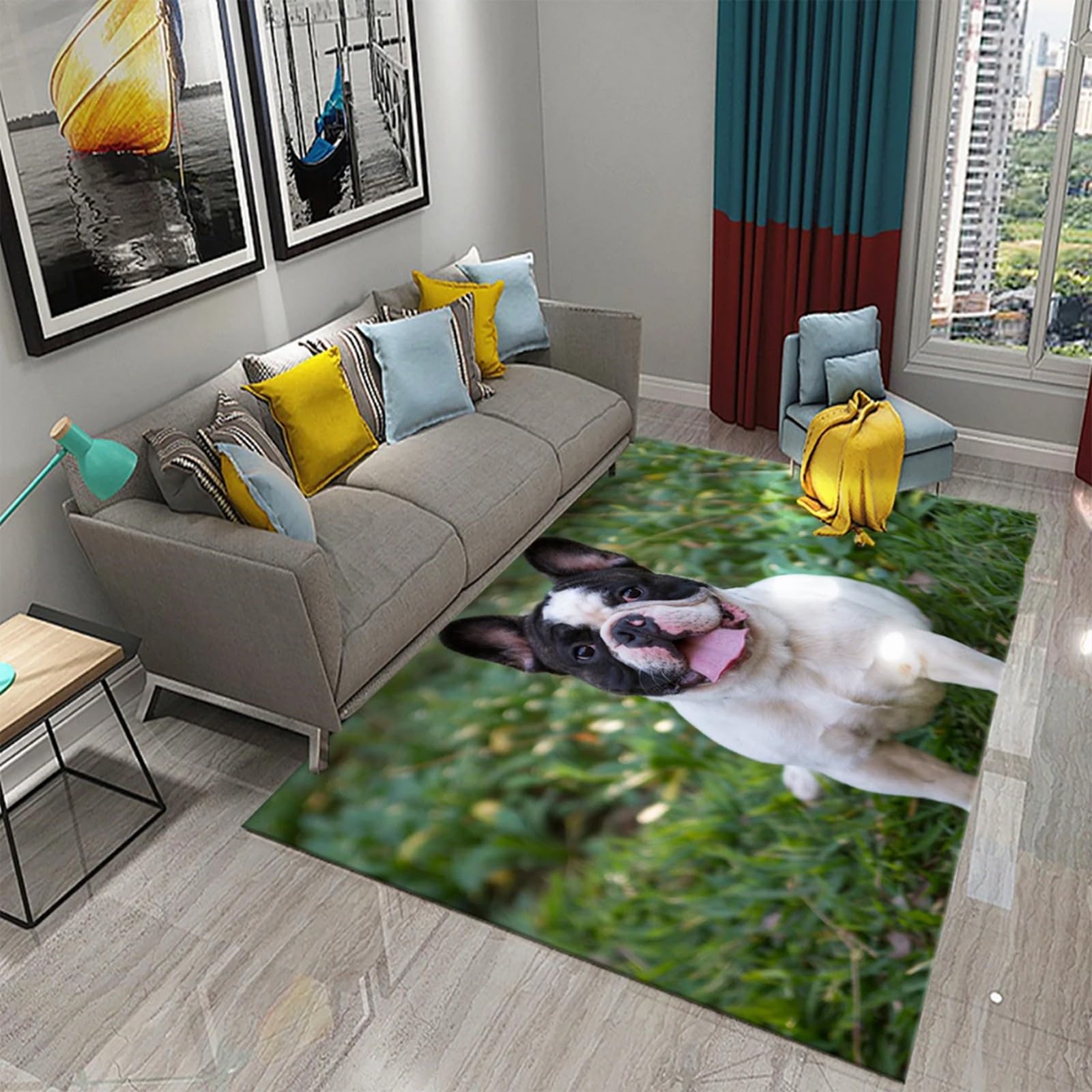 Tapis de sol chien 3D moquette antidérapante flanelle chambre