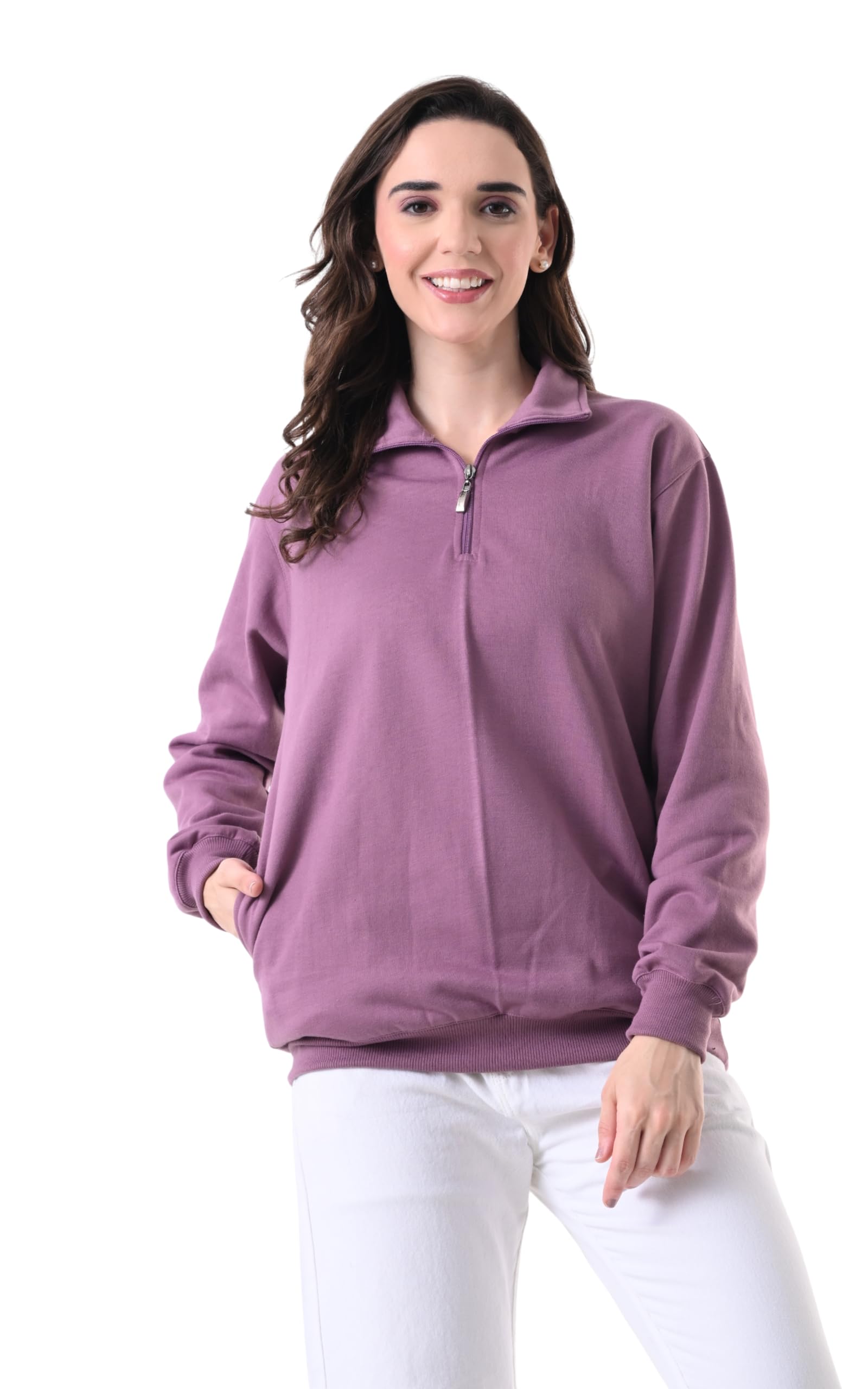 kayu Women's Winter Fleece Sweatshirt Half Zip High Neck Pullover Soft Warm Fleece Ribbed Cuffs & Hem Regular Fit Casual Winter Wear-picture-31