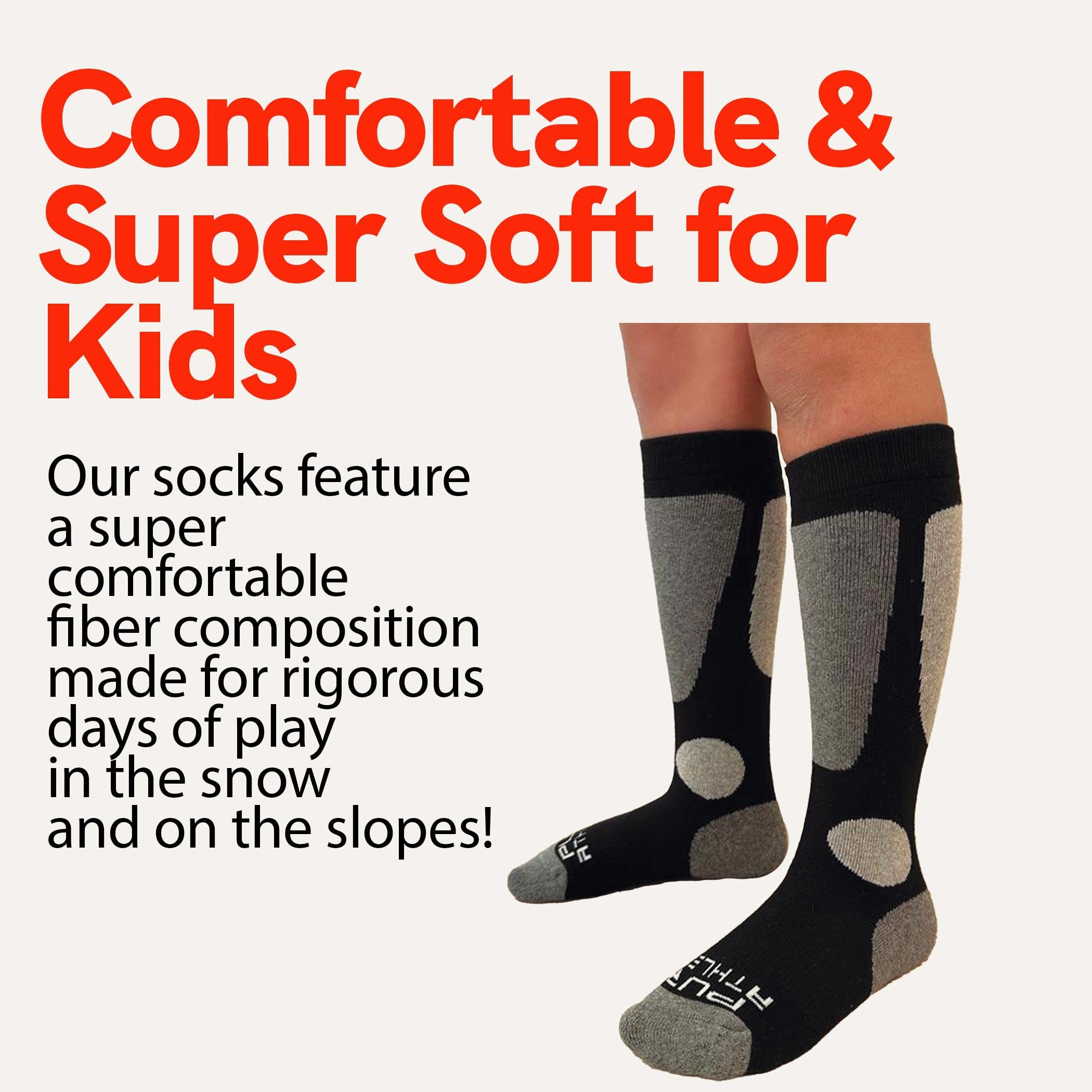 Kids Value Skisocken für Jungen und Mädchen, Snowboarden, Winter, kaltes Wetter, 6 Paar - Schwarz (3)-Blau (3)