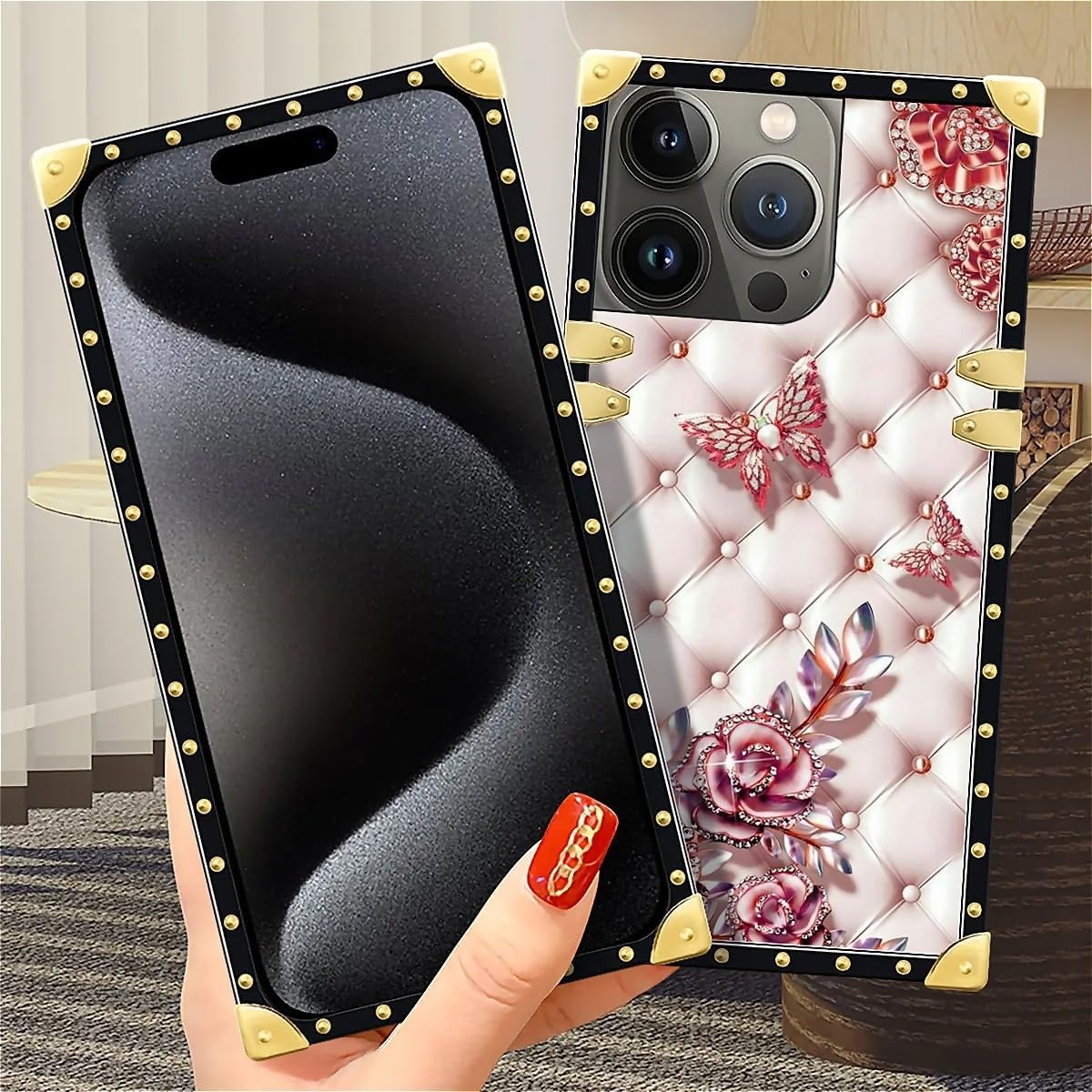 Case Compatible with iPhone 16 Pro Max Case,Luxury Soft TPU & Hard PC Back for Girls Women,Shockproof Protective Cover,Butterfly Diamond - Image 4