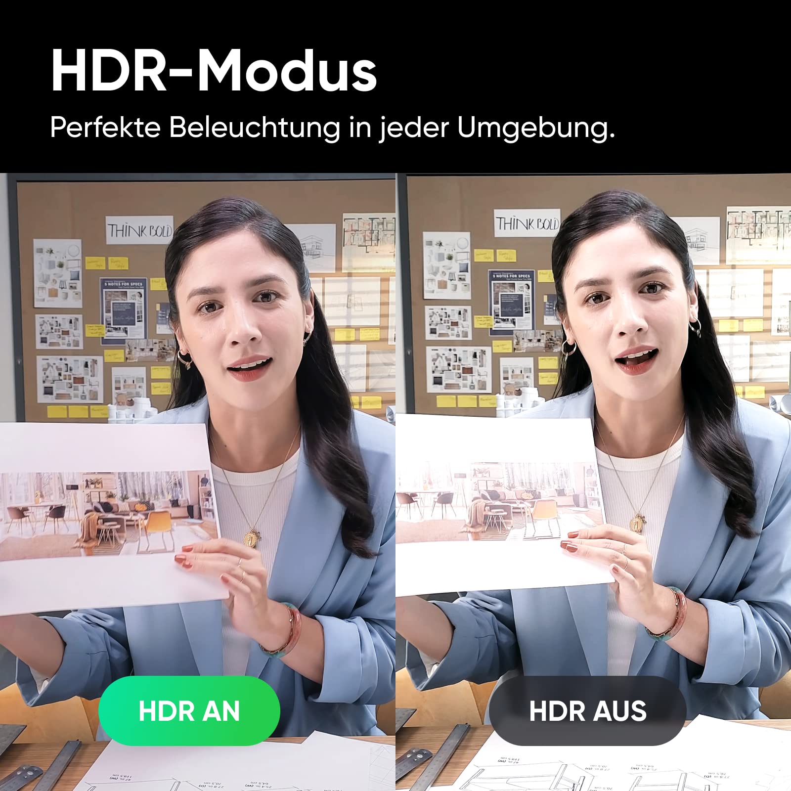 Insta360 Link - PTZ 4K Webcam mit 1/2"-Sensor, KI-Tracking, Gestensteuerung, HDR, Mikrofonen mit Rauschunterdrückung, Spezialmodi, für Laptop, Videokamera für Videokonferenzen, Live-Streaming