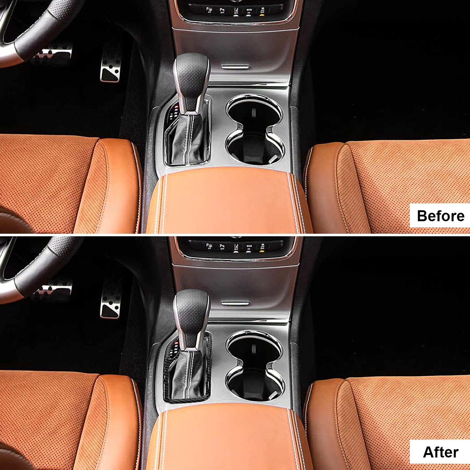 CheroCar for Jeep Grand Cherokee Center Console Gear Shift Panel Trim Cover Interior Accessories Decorative for Jeep Grand Cherokee 2016-2025 (Carbon Fiber)
