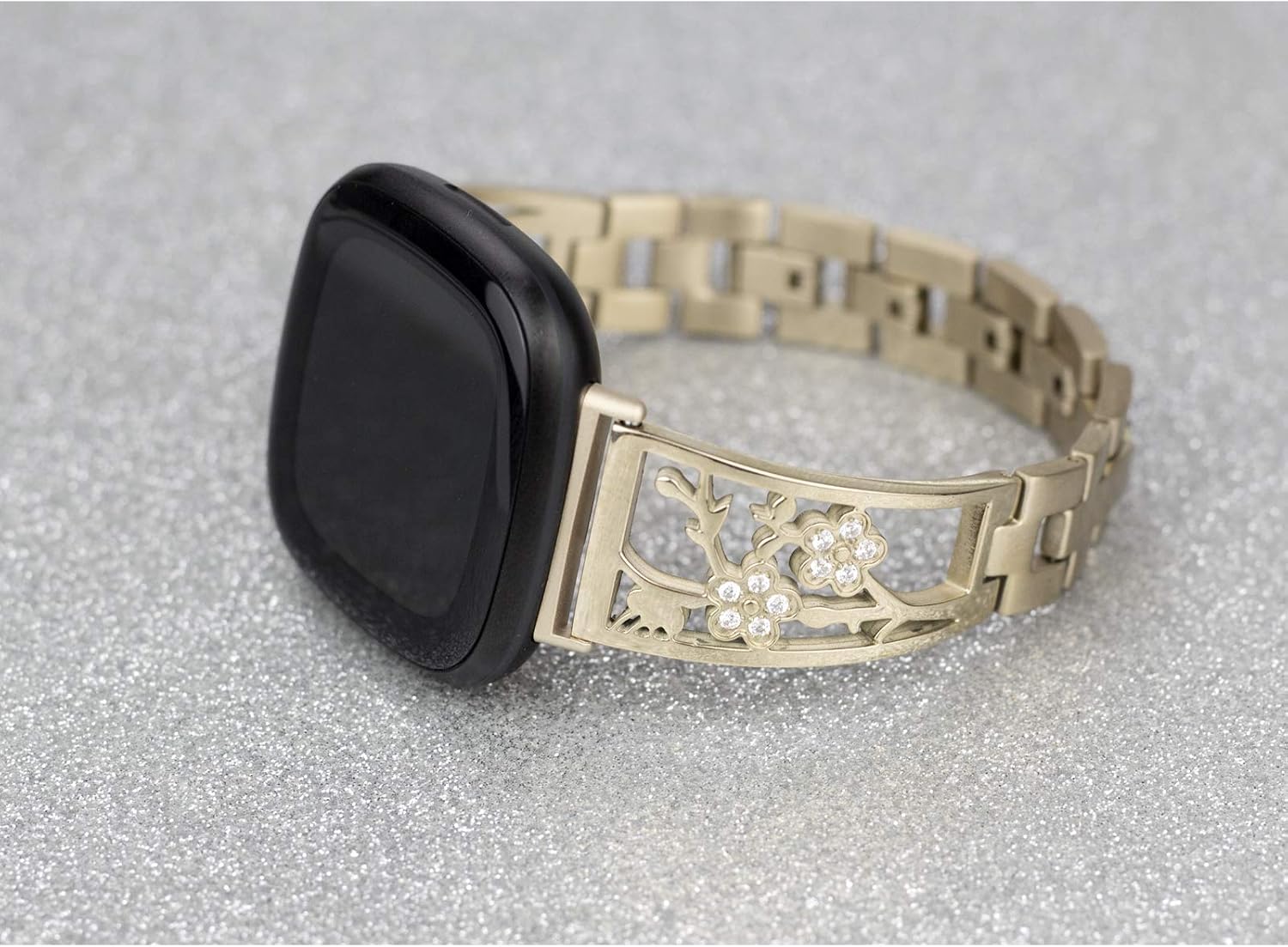 Stainless Steel Bracelet Compatible with Fitbit Sense 2/Sense/Versa 4/Versa 3, Women Bling Replacement Bands Dressy Luxurious Wristbands for Ladies image 4