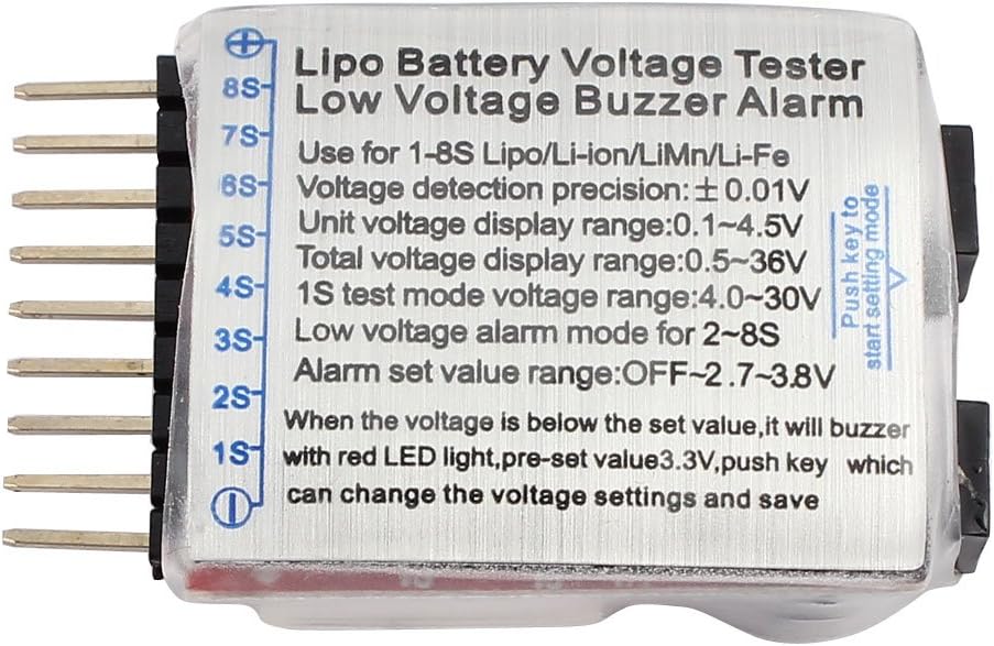 1-8S 2 Electrical equipment in 1 Red Indicator Lipo Battery Voltage Tester Low Volt Buzzer Alarm 2Pcs
