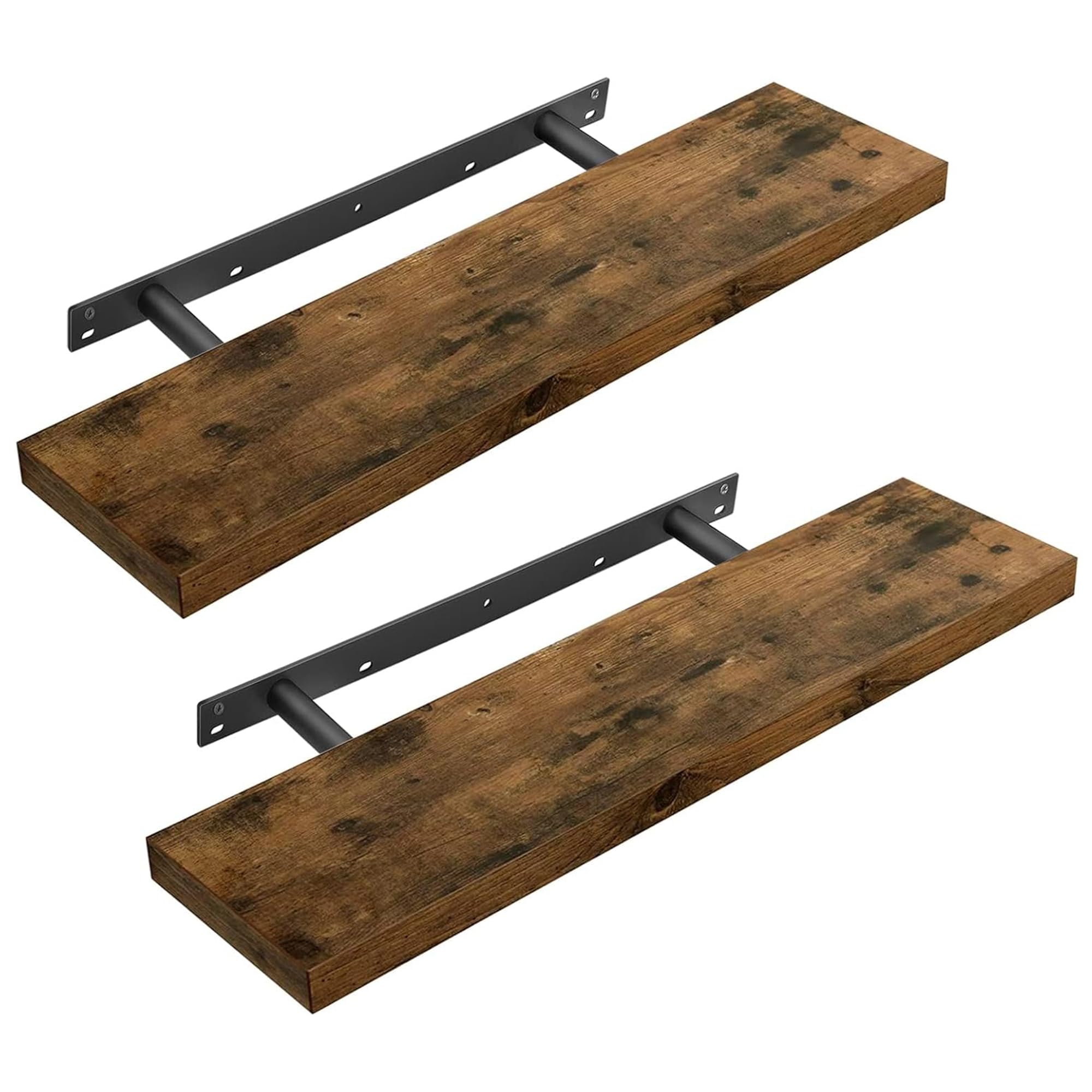 VASAGLE Wall Shelves Set of 2, Floating Shelves, Wall Mounted, 20 x 80 x 3.8 cm, for Picture Frames, Wall Decor, Living Room, Study, Kitchen, Rustic Brown LWS028B01 — image 1