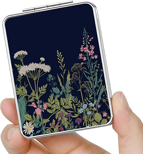 Miniatura 22 de Espejo de bolsillo, pequeño espejo de viaje con aumento, espejo cosmético portátil de doble cara con aumento para uso diario (mármol azul)