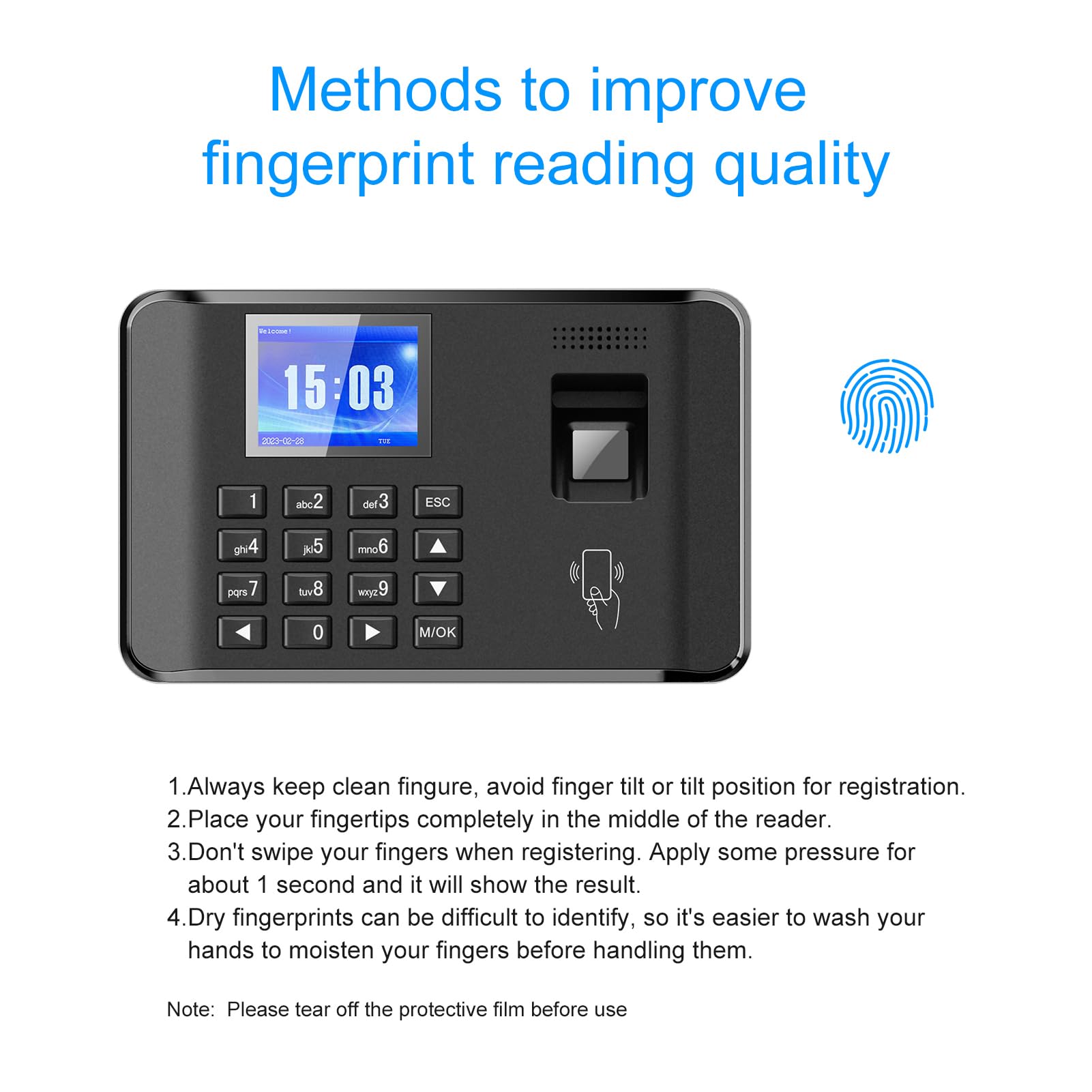 Rilevazione Presenze,Impronta digitale biometrica intelligente Macchina per la rilevazione delle presenze per il check-in dei dipendenti Schermo LCD 2,4 pollici Funzione carta d'identità