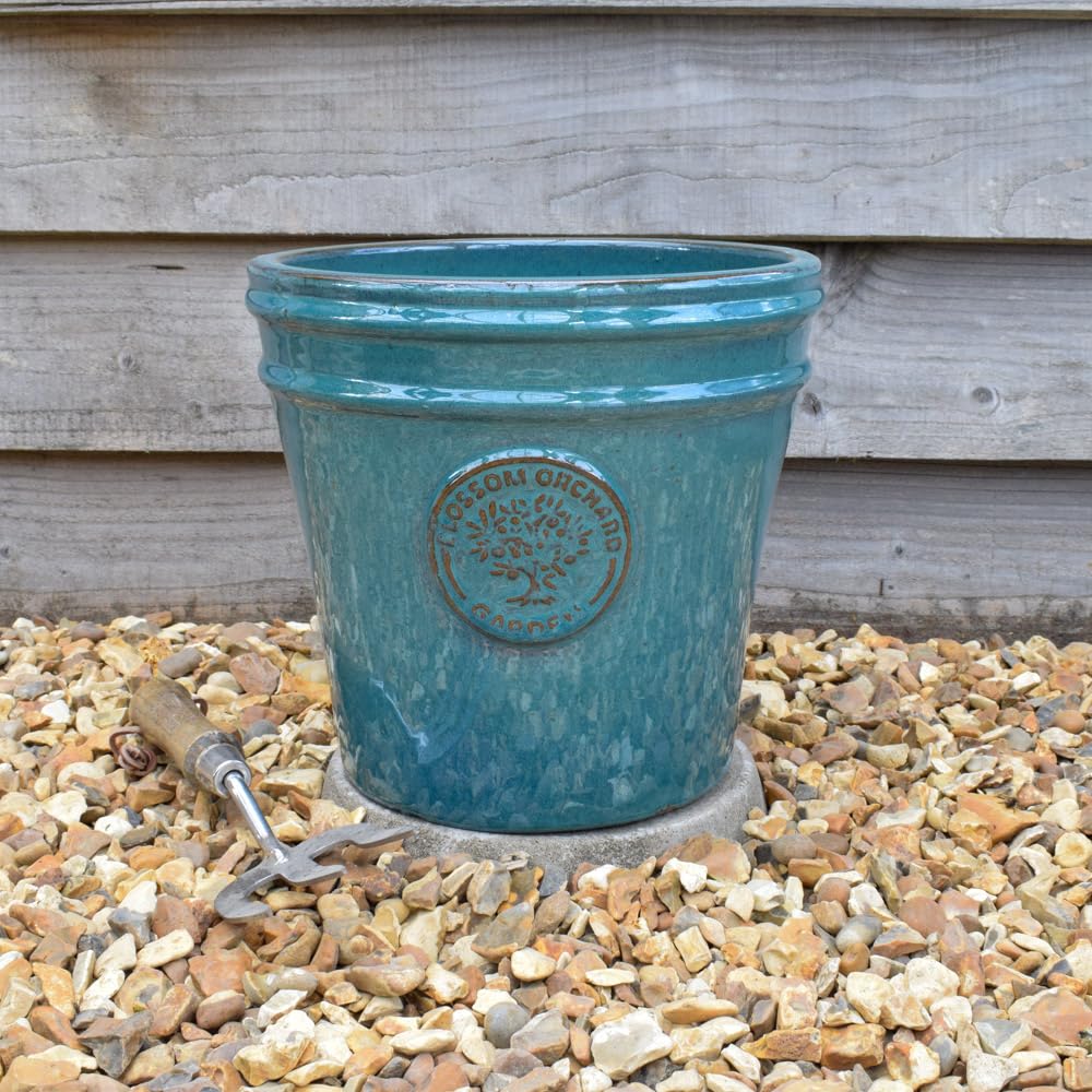 Bedwen Teal Glazed Cone Planter Blossom Orchard - (, Medium)