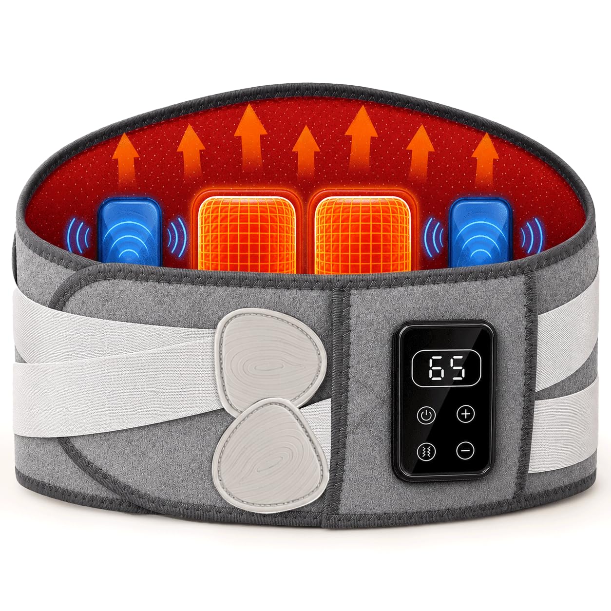 170CM Wärmegürtel Rücken Heizkissen Kabellos Massagegerät, 5000mAh Heizkissen mit Abschaltautomatik, Wärmekissen für Rücken mit 5 Massagemodi 3 Wärmestufen, Geschenke für Männer Frauen