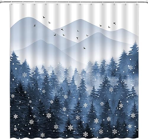 Miniatura 6 de Cortina de ducha de bosque brumoso, pino, acuarela, abstracta, niebla, montaña, verde, vegetal, rústico, misterioso, naturaleza, paisaje, decoración