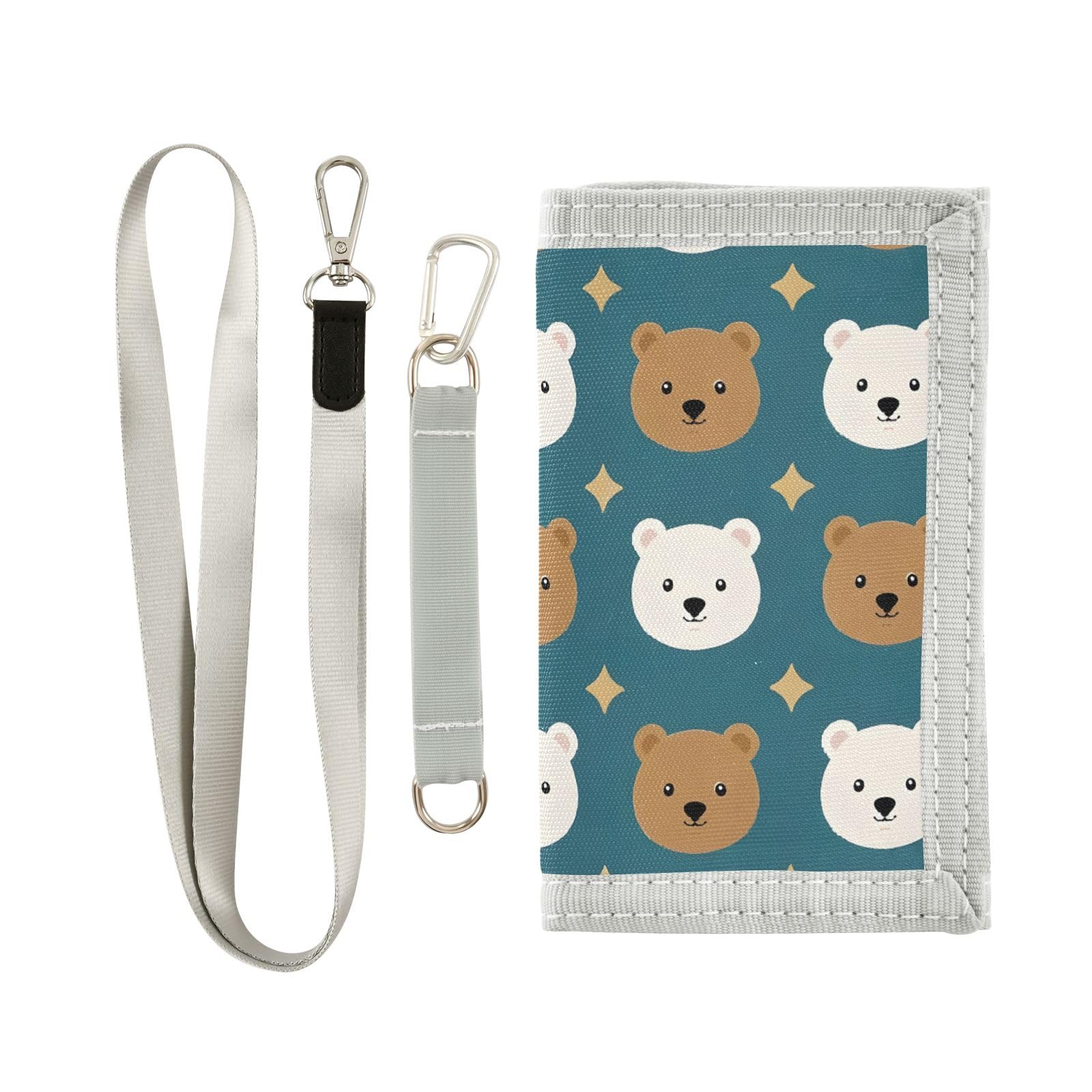 ALAZA Kids Wallets for Boys Girls Toddler Trifold Wallet Children Small Bear Star with Zipper Coin Pocket