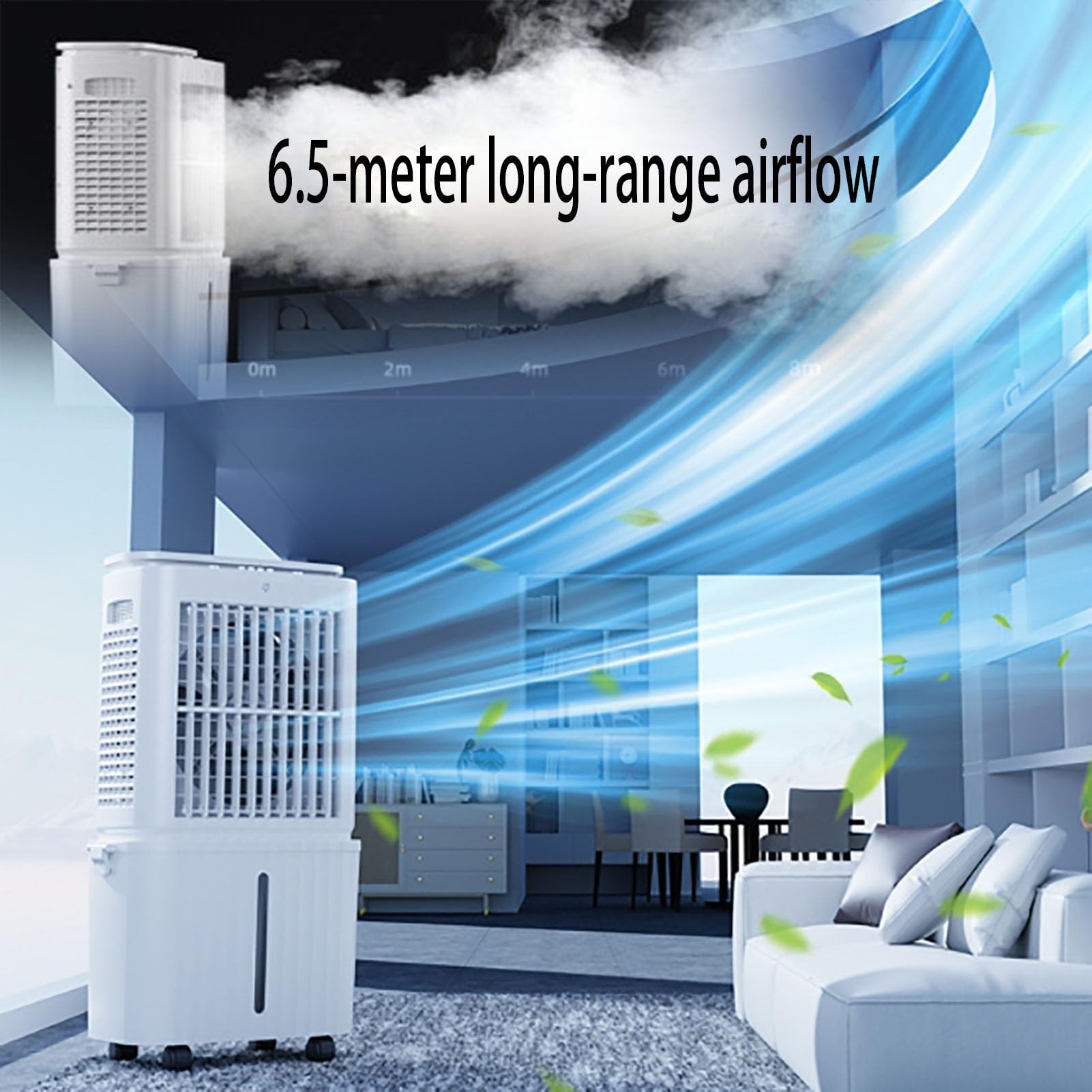 Climatizador Evaporativo con Control Remoto,32L Extraíble Gran Depósito de Agua,Bajo Consumo,Aire Acondicionado Portátil sin Tubo,Temporizador 12H,Panel Táctil,3-Velocidades,Doméstico