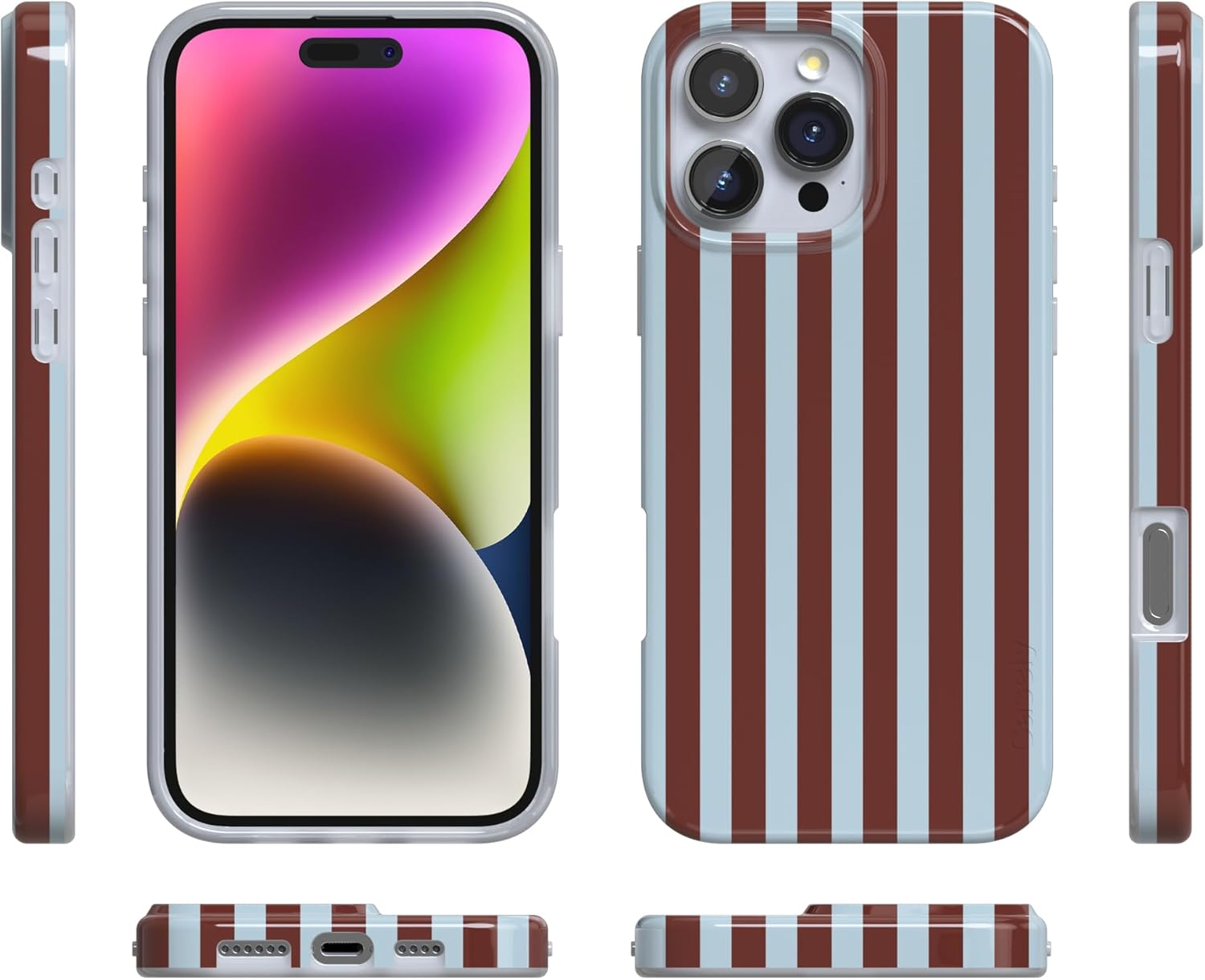Casely iPhone 16 Pro Case | Sunday in Brooklyn | Blue Stripes | Compatible with MagSafe | Classic Ultra Slim Design