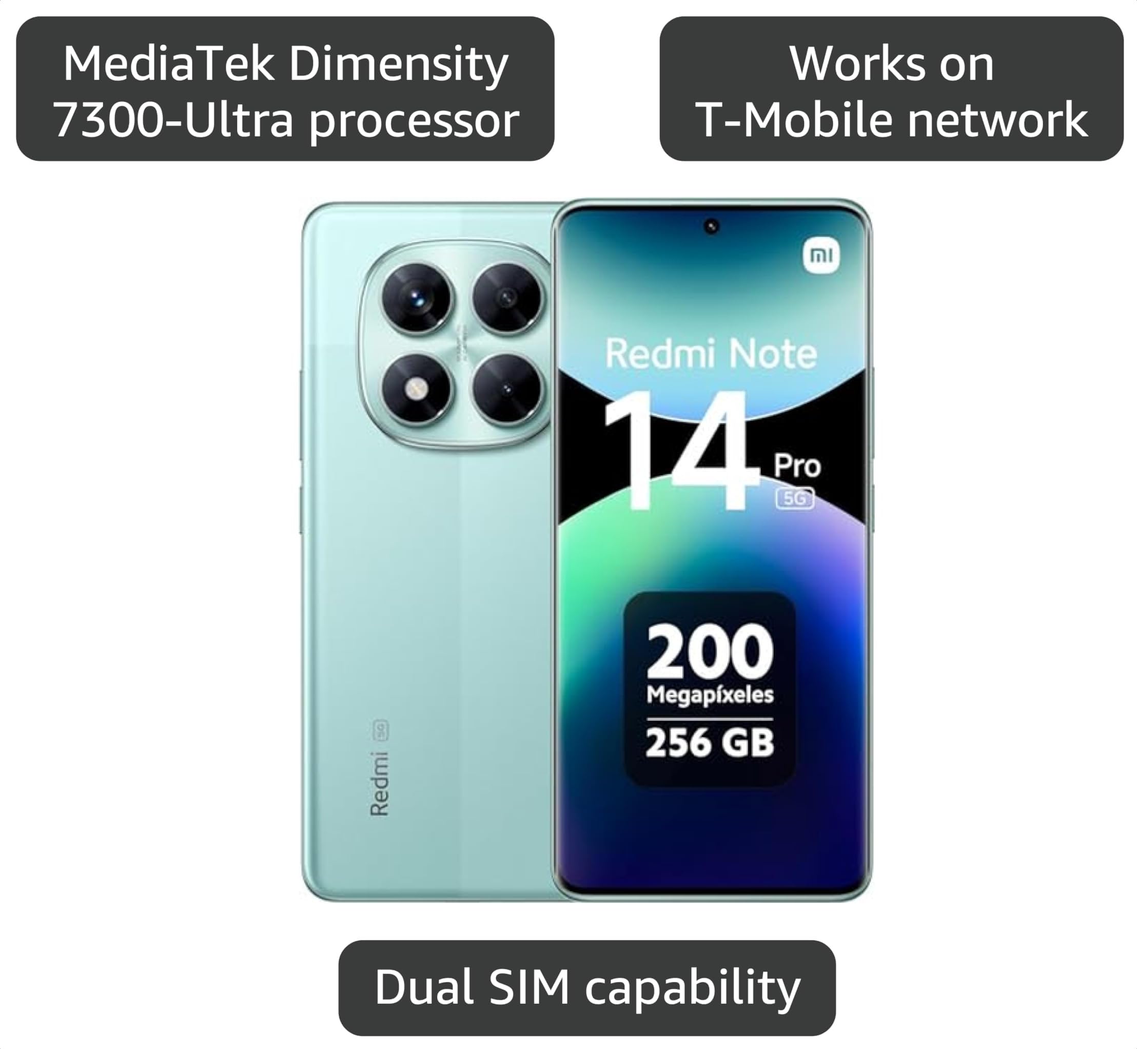 Amazon.com: Xiaomi Redmi Note 14 Pro 5G + 4G LTE (for Tmobile Mint