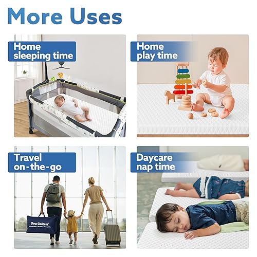 Miniatura 6 de Pro Goleem Colchón Pack and Play (38 x 26 pulgadas), protector de colchón impermeable Pack n Play con bolsa de transporte, colchón suave para bebés