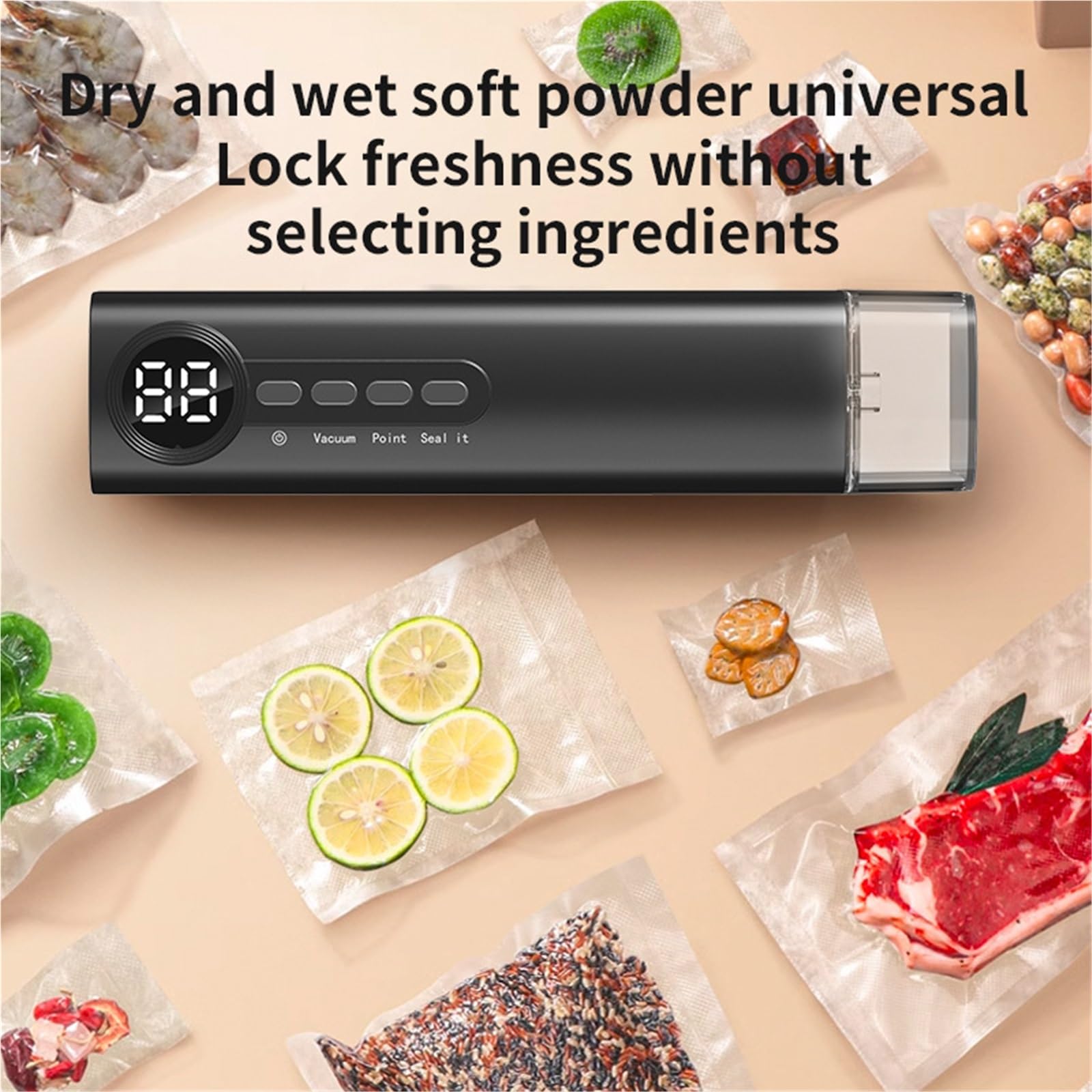 Máquina selladora al vacío, Mini Sellador Al Vacío Inalámbrico Multifuncional Para Alimentos Con Succión, Máquina De Sellado Húmedo, Calor Bolsas Plástico,Selladora de alimentos(White)