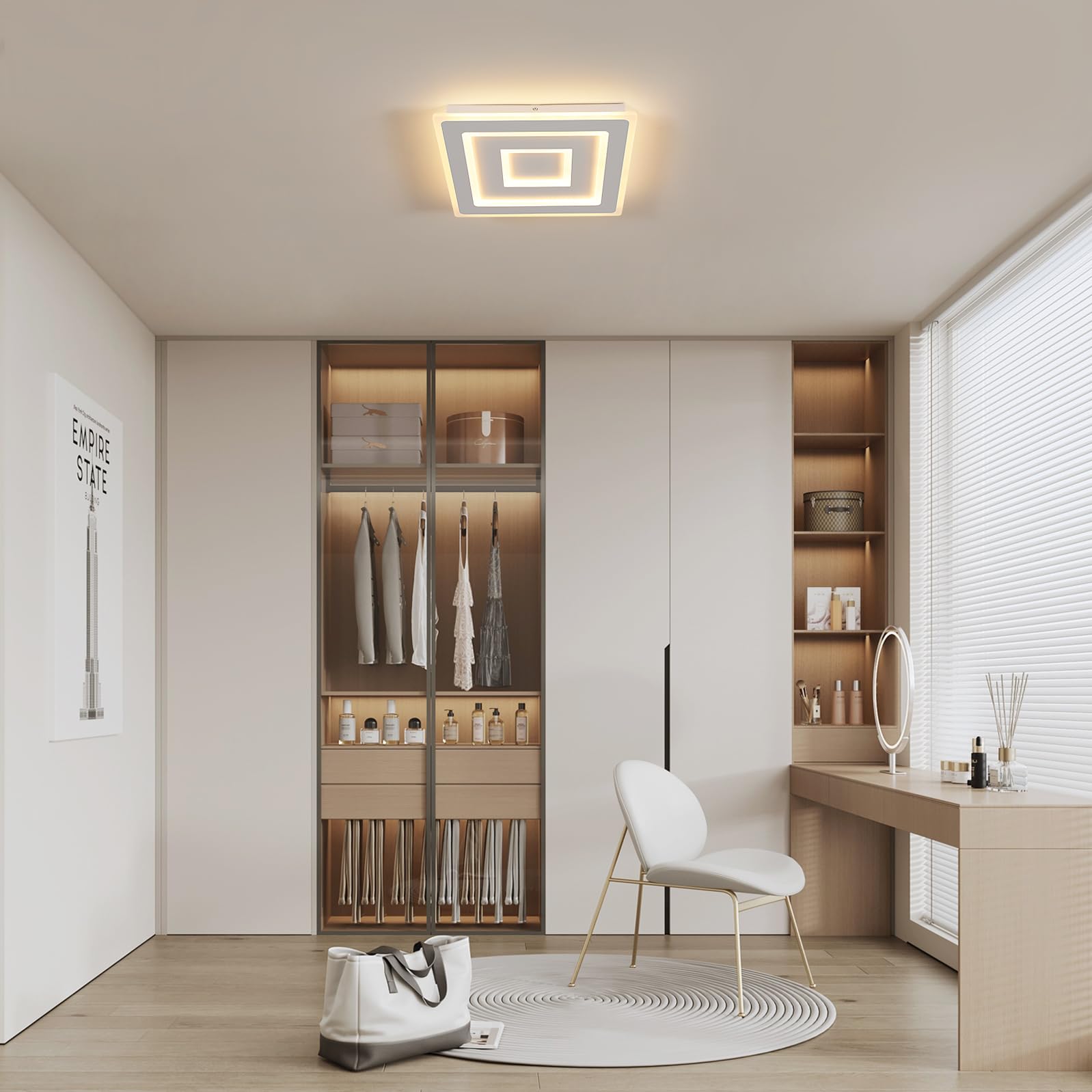Comely Plafoniera LED Soffitto Dimmerabile 3000K-6500K con Telecomando, Bianco Quadrata LED Lampadario Soggiorno 52W 5850LM, Lampada da Soffitto per Camera da Letto, Soggiorno, Corridoio