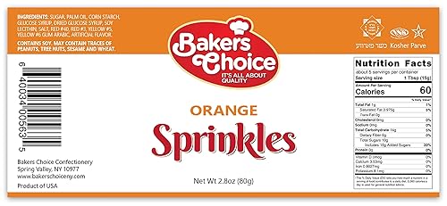Miniatura 5 de Bakers Choice - Gránulos de naranja para hornear, gránulos Jimmies para aderezos de helado, sin lácteos, Kosher de 2.8 onzas