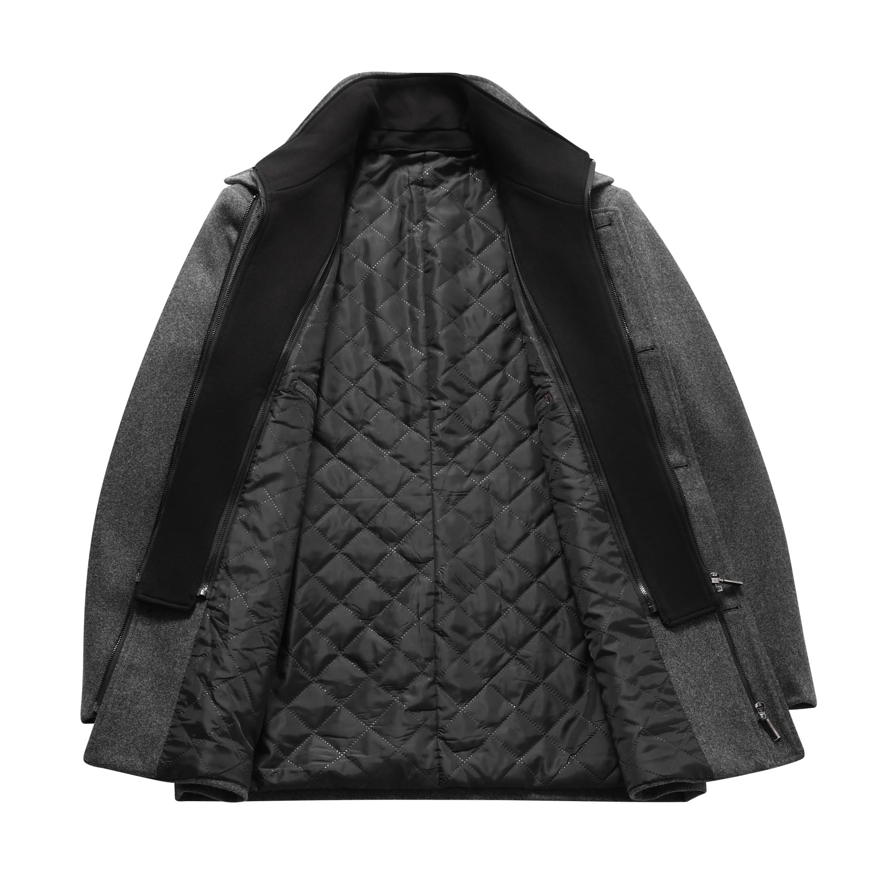 Allthemen Uomo Cappotti Lana Manica Lunga Coat Corti Casual Colletto Risvolto Outwear Spesso Calda Invernale