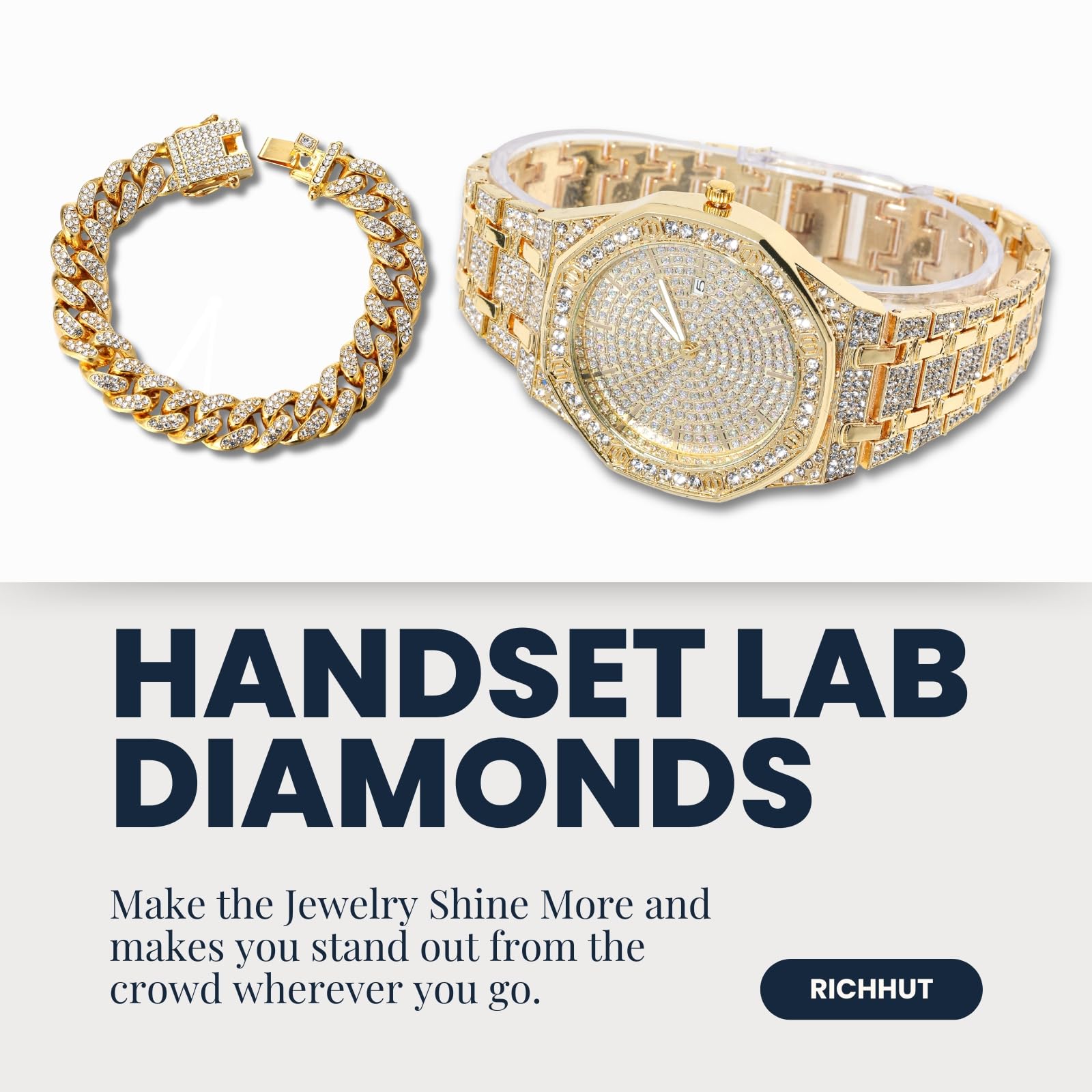 Reloj de diamantes de lujo para niños y adolescentes, chapado en oro real de 18 quilates, correa de esfera octogonal de 38 mm, herramienta de ajuste incluida, opcional con cadena cubana