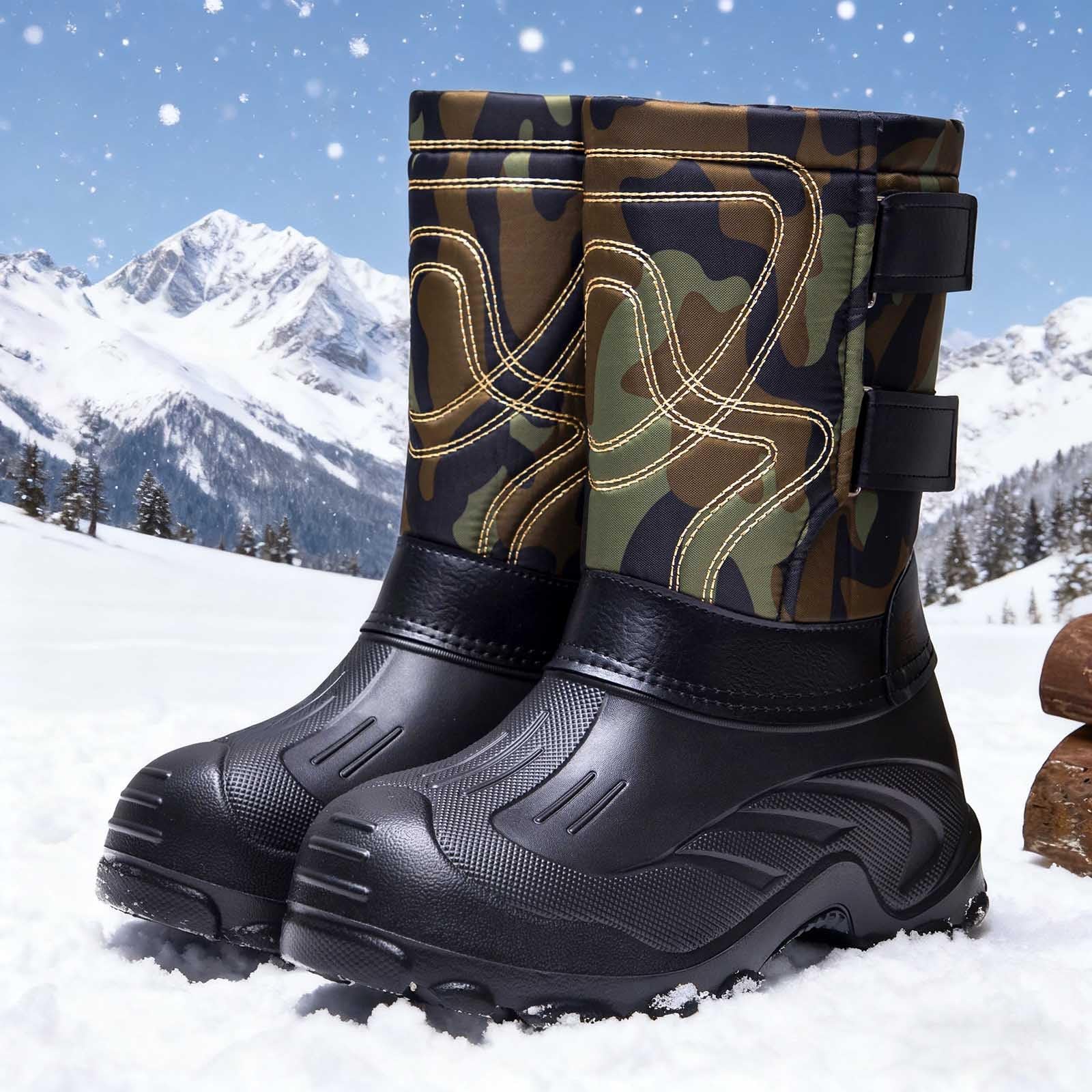 Generico Stivali Neve Uomo Antivento Scarpe Neve Impermeabili Doposci Antiscivolo Scarponi Termici Stivali Invernali Calde Montagna Per Attività All'Aperto Pelliccia Foderati Scarponcini
