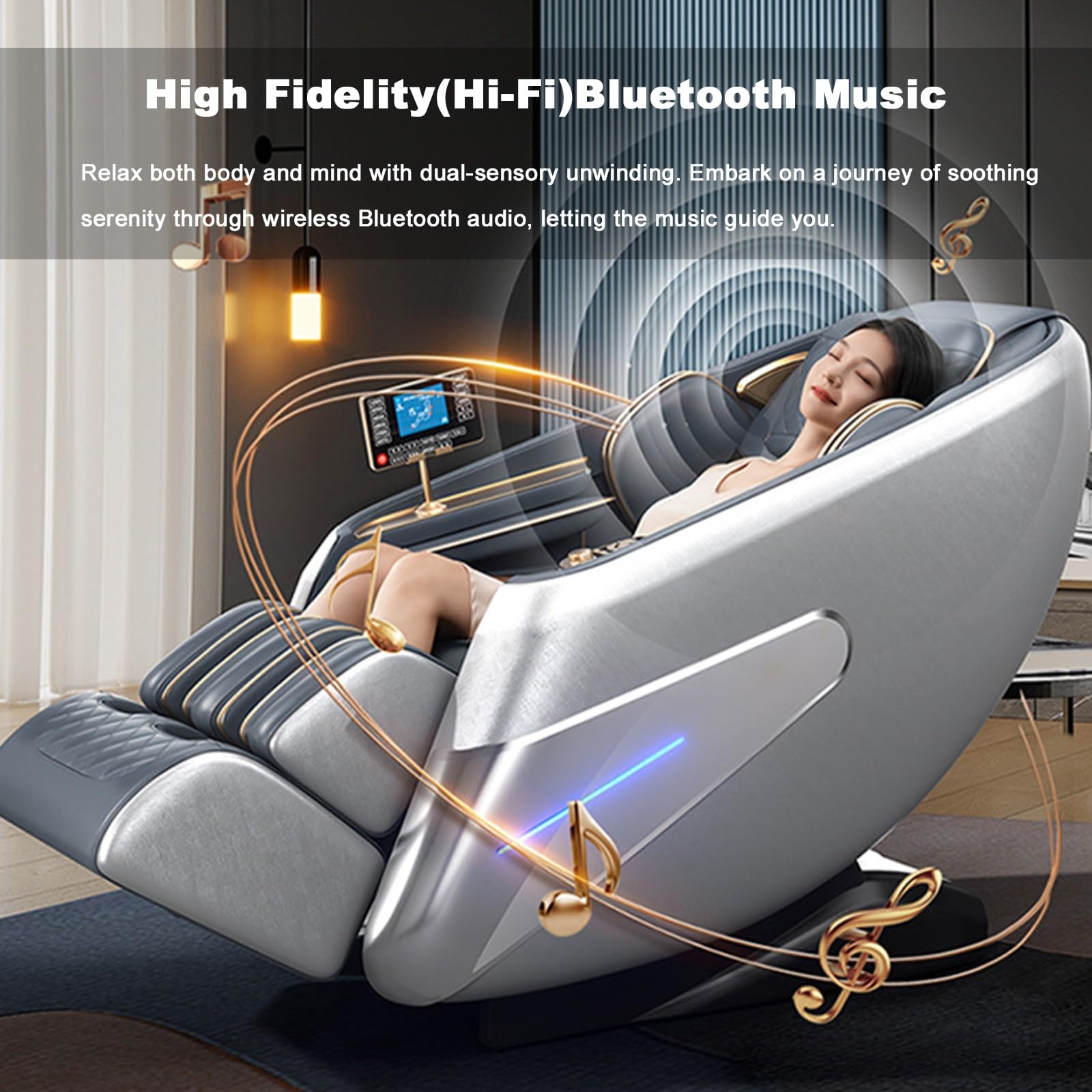 Poltrona Massaggiante 2026, Poltrona Reclinabile SL-Track Shiatsu, Poltrona Relax Premium Per La Casa(Silver)