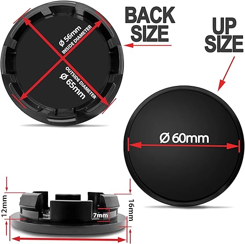 Miniatura 2 de Biomar Labs® 4 tapas centrales de aleación para rueda de 2.559 in compatibles con tapacubos VW 3B7 601 171/6U7 601 171, color negro CV 20