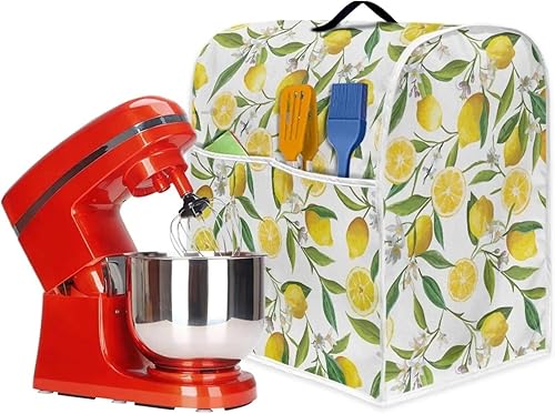Miniatura 5 de HUISEFOR Funda para batidora de pie compatible con mezclador de ayuda de cocina, lindo estampado de limón, fundas a prueba de polvo con bolsillos