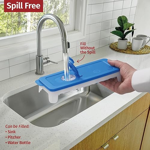 Miniatura 5 de Bandejas de silicona para cubitos de hielo para congelador, juego de 2 soportes para congelar, bandeja para cubitos de hielo de fácil liberación con