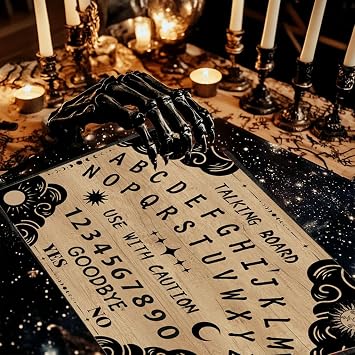 WEBEEDY Wood Spirit Board with Planchette Pendulum Board with Sun and Moon, Wooden Talking Spirit Boards Dowsing Divination Tool for Family Party Metaphysical Message Decor Gift, 11.8x8.3 Inch