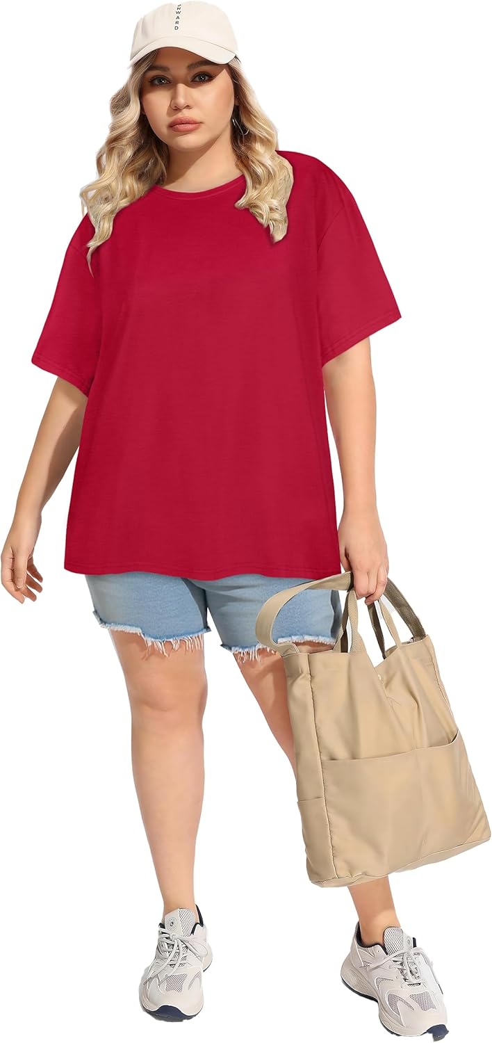Plus Size Tops Casual Oversized Tshirts for Women Loose Fit Crew Neck Blouses Summer Basic Tees - Image 6