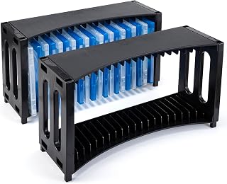 alavisxf xx DVD Storage Rack, Stackable ABS 2 Pack DVD Storage Organizer Can Hold 40 Slim DVD Jewel Case, DVD Display Holder Rack for Home, Office, Theatre