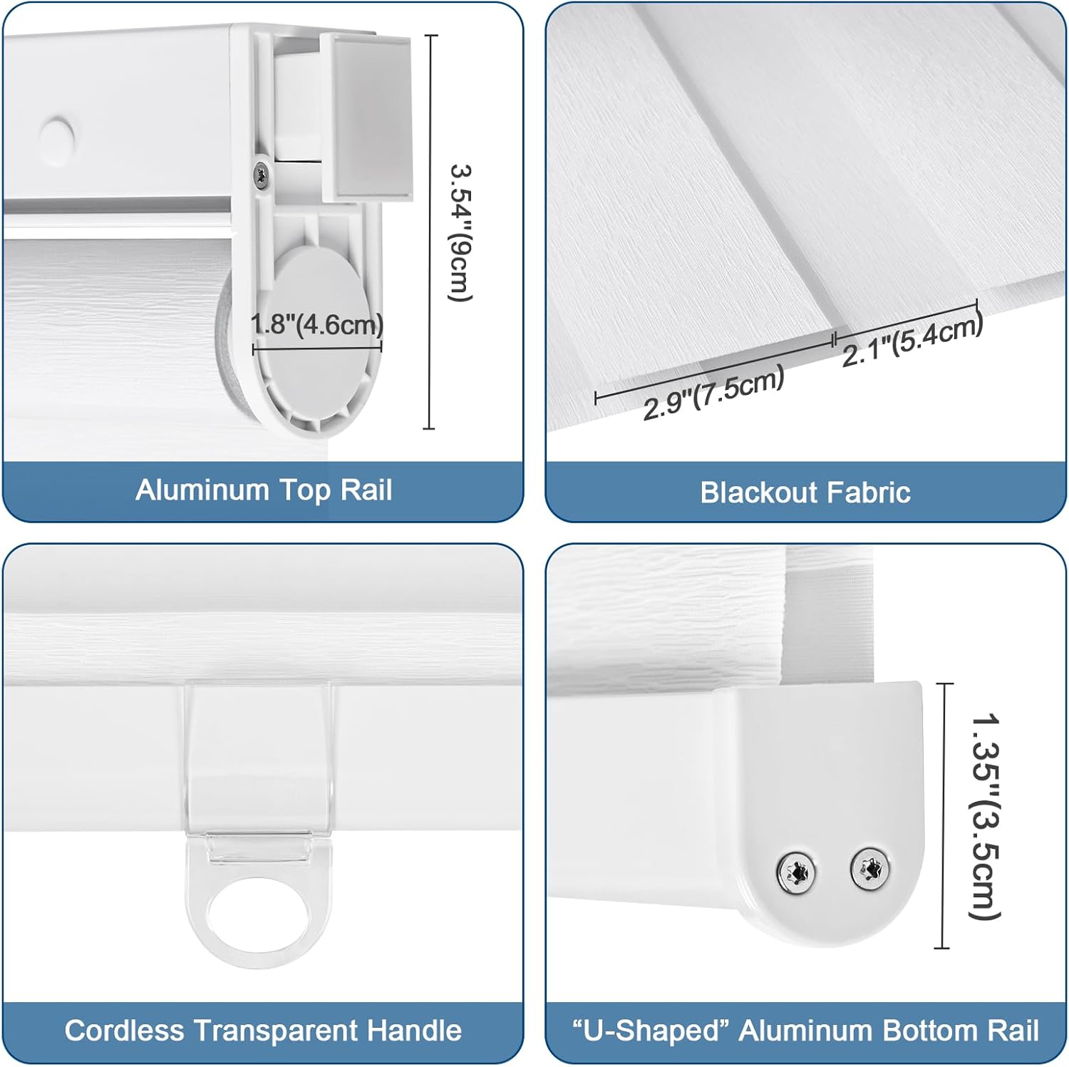 Custom No Drill Zebra Blinds for Windows Cordless Light Filtering Zebra Roller Shades Dual Layers Sheer Roller Blinds Day & Night Window Shade(Snow White, Custom Size)