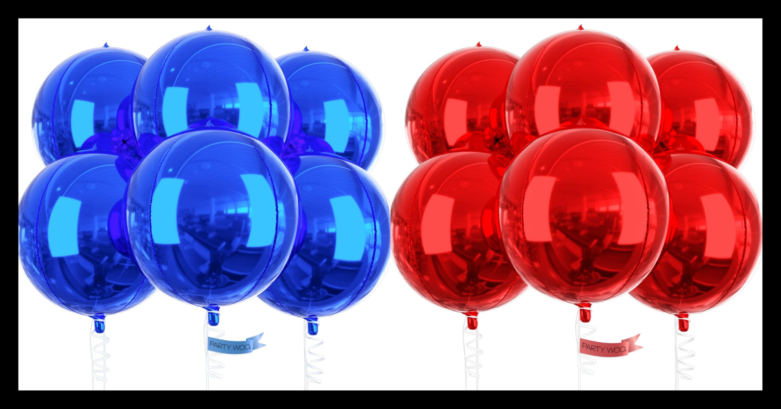 PartyWoo Blue Balloons 6 pcs and PartyWoo Red Balloons 6 pcs