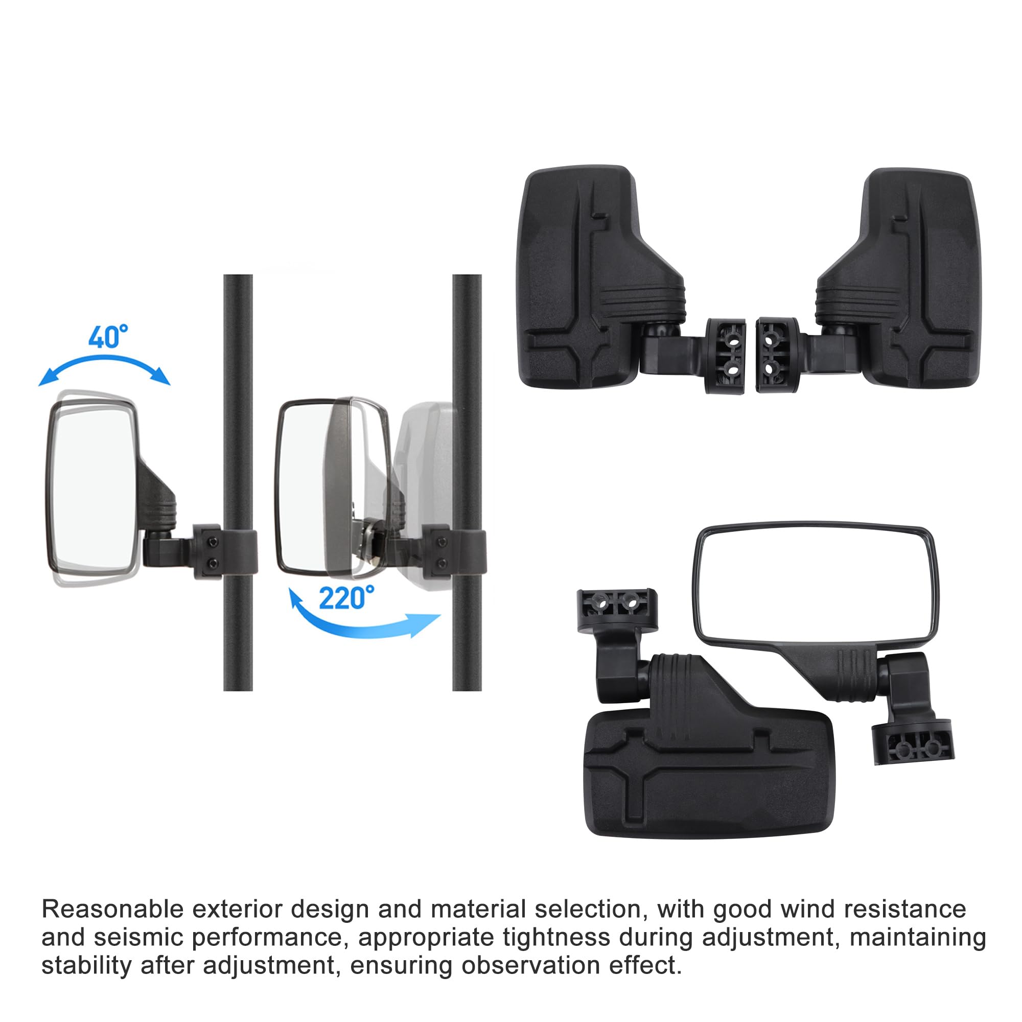 GOOFIT 1.75 2 Barre Anti - roulis réglable Hors Route Noir rétroviseur Remplacement pour teryx Deere Gator Rhino Yxz RZR Dune Buggy Beach Buggy ATV UTV Arctic Cat Polaris RZR kwasaki