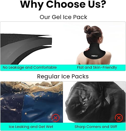 Miniatura 3 de iTHERAU - Gel de envoltura de hielo para cuello, almohadilla de enfriamiento para cuello uterino y hombro, compresa fría y caliente, envolturas de