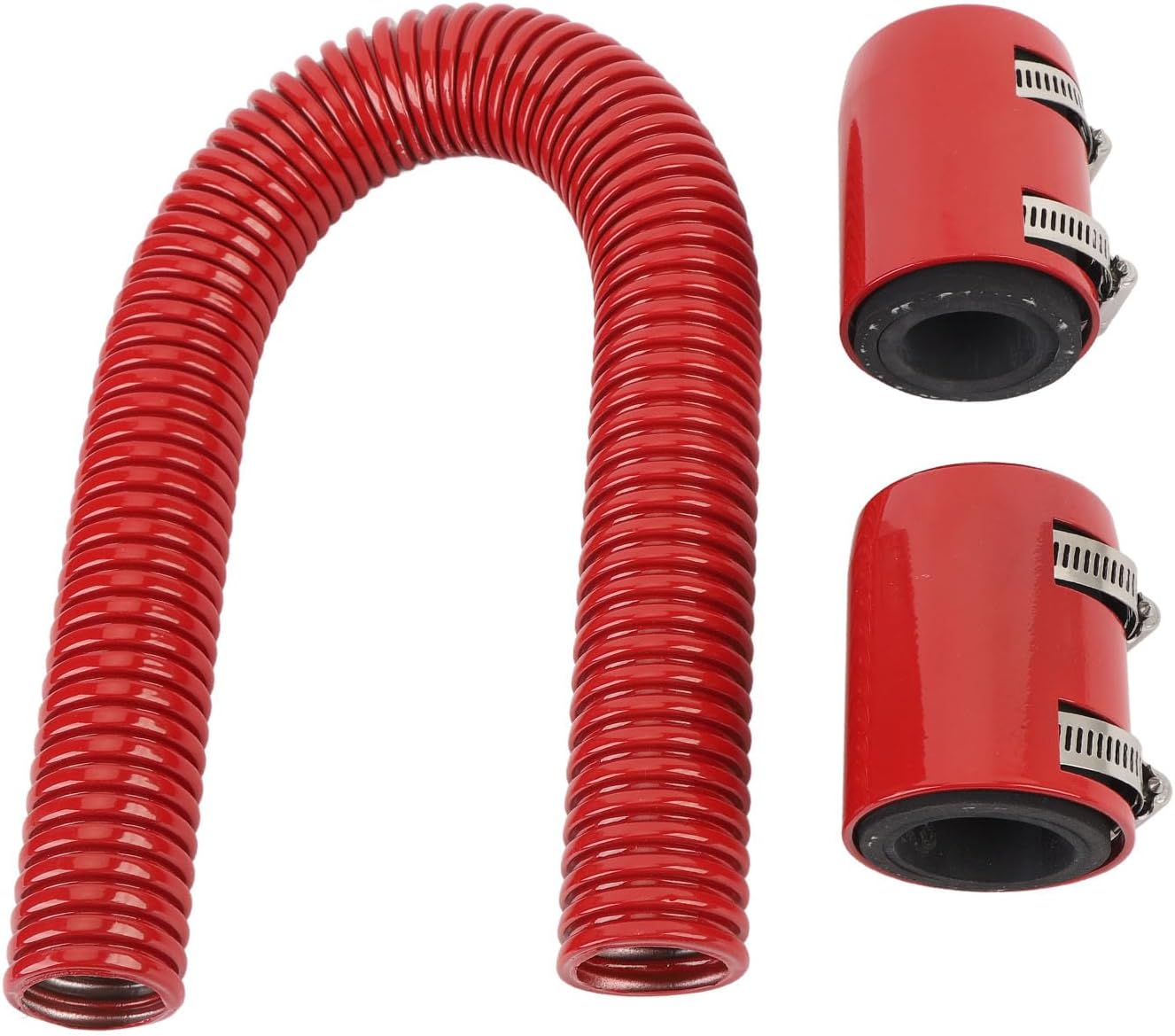 24in Stainless Steel Coolant Radiator Hose Kit Flexible Efficient Cooling Coolant Hose Kit for 1 3/4in 1 1/2in 1 1/4in Hose (Red)