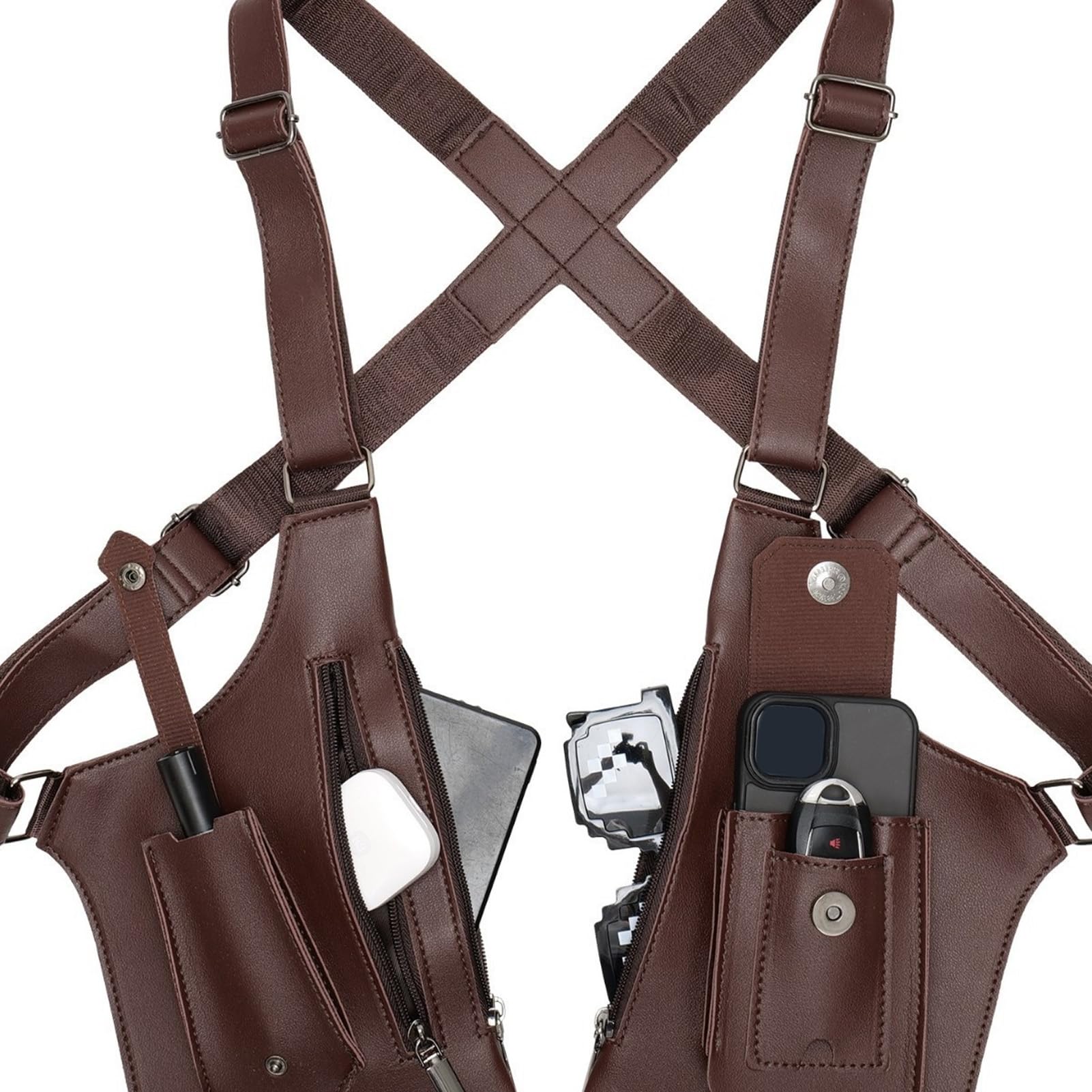 Marhynchus Borsa da Ascella a Doppia Spalla, Portafoglio Sottoascella Regolabile in Pelle PU Antifurto con 2 Tasche Spaziose per Uomini e Donne Che Viaggiano per i Pendolari All'aperto