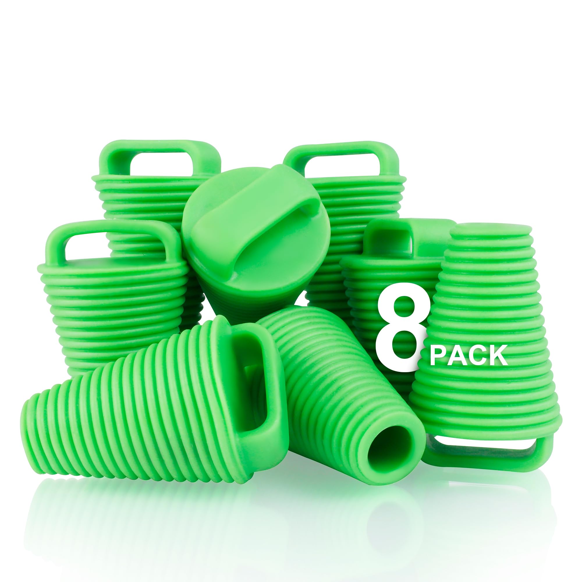 XARILK 8 Packs TPE Kayak Scupper Plug Kit – Universal Waterproof Bungs with Handle (2 Sizes, 3 Colours) for Kayak, Canoe, Motorcycle & More (Green, Small)