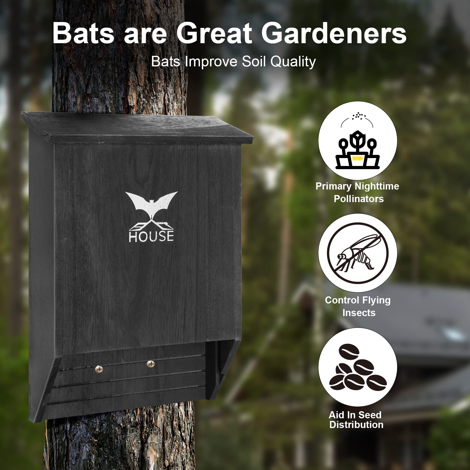 Bat Houses For Outdoors, 2 Chamber Big Bat Box For