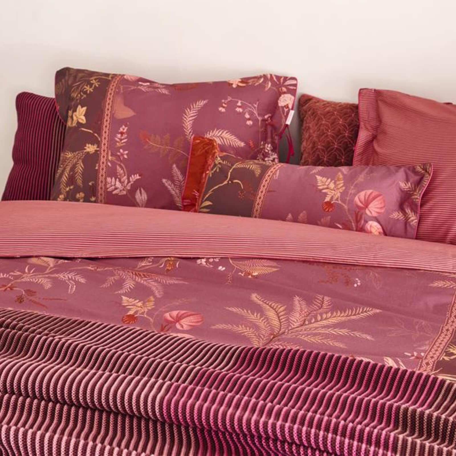 Pip Studio Bettwäsche Isola Pink Beige Perkal Pflanzen Farne Palmen Blumen Blüten Figuren Pferd, Größe:135 cm x 200 cm