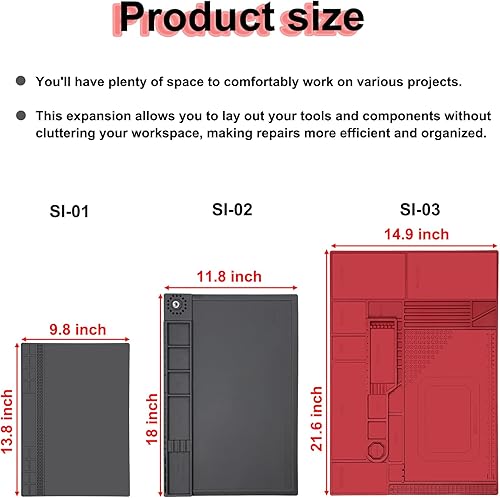 Miniatura 7 de Alfombrilla de soldadura de silicona resistente al calor 932F, ampliando el área de reparación, alfombrilla de trabajo de reparación electrónica,