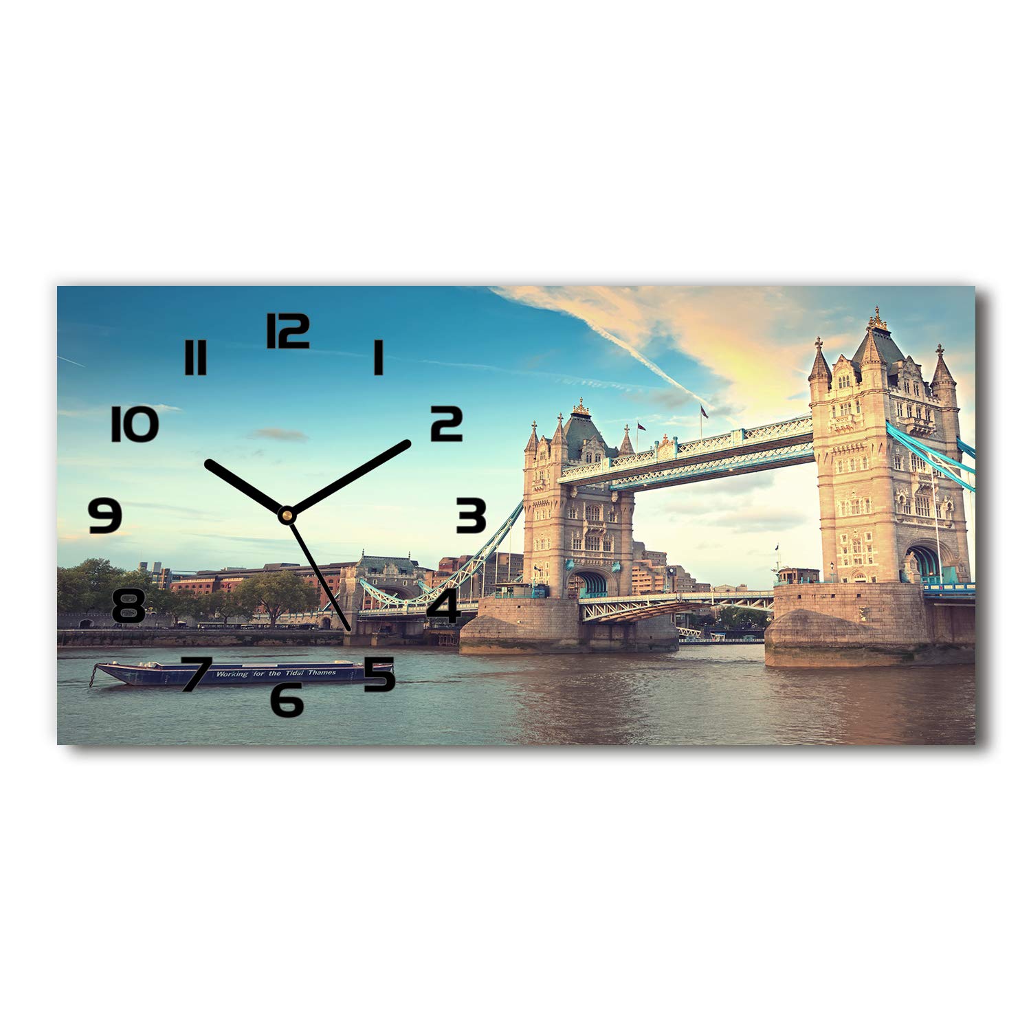 Horloge en verre 60x30cm Tulup design Tower Bridge Londres sur pied