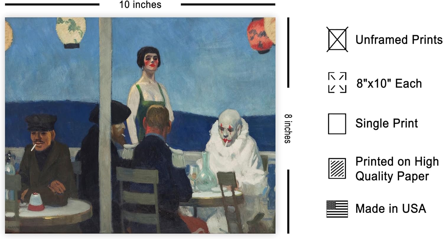Poster Master Vintage Poster - Retro Soir Bleu Print - Realism Painting - Existential Art - Loneliness Art - Classic Home or Office Wall Decor - 8x10 UNFRAMED Wall Art