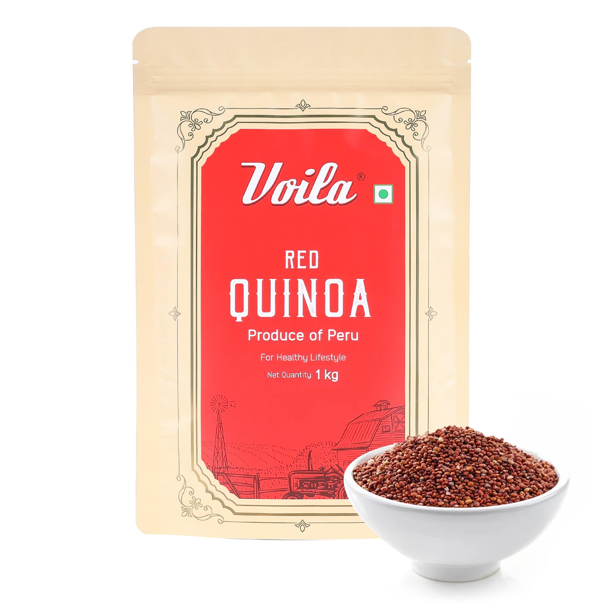 Voila Red Quinoa Seeds 1 Kg | Gluten Free | High in Protein and Fiber | Non GMO | For Weight Management | Super Food Super Grain