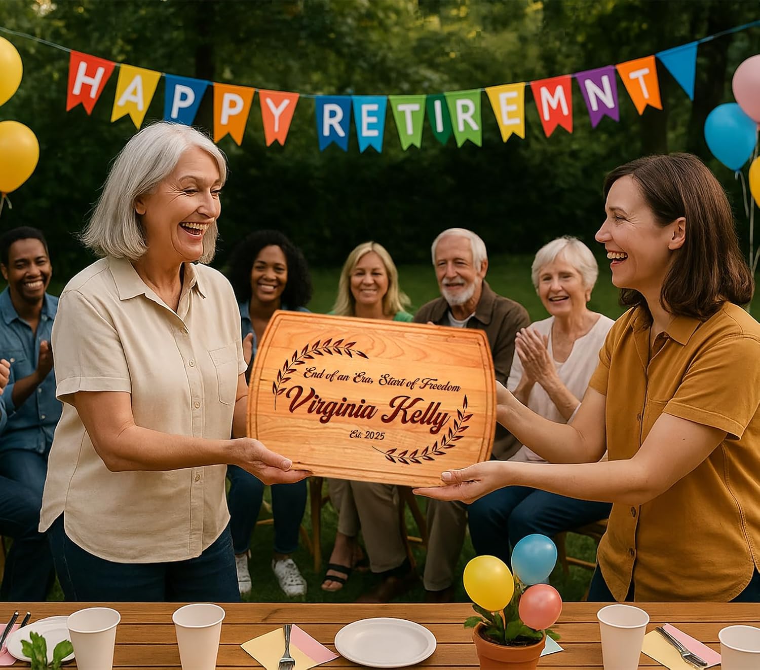 Personalized Retirement Cutting Board – Custom Engraved Wooden Board – Retirement Gift for Men & Women, Boss, Coworker, Teacher, Friends or Parents – Unique Work Anniversary, Promotion & Farewell Gift - Image 3