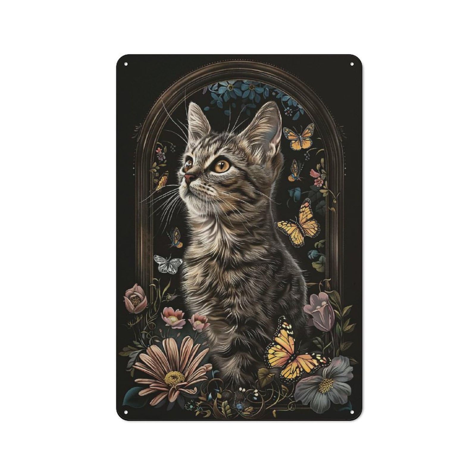 Junmoney European Shorthair Metal Sign 30X20cm With For Workshop Wall, Rustic Decor, Wall Decoration For Workshops And Hobby Rooms